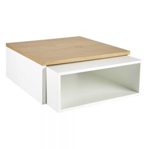 2 wooden coffee tables in white W 94cm and W 100cm, MySmallSpace UK