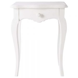 Mango wood bedside table with drawer in ivory W 45cm, MySmallSpace UK