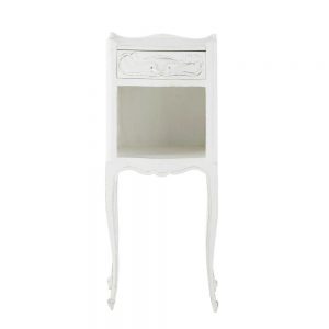 Mango wood bedside table with drawer in white W 30cm, MySmallSpace UK
