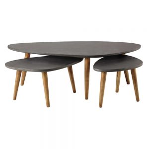 Nest of 3 wooden coffee tables in grey W 50cm-120cm, MySmallSpace UK
