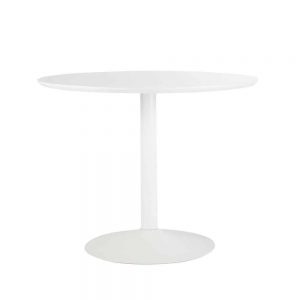 Wood and metal round dining table in white D 100cm, MySmallSpace UK