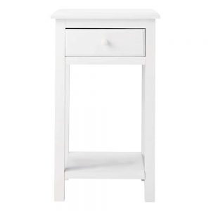 Wooden bedside table with drawer in white W 35cm, MySmallSpace UK