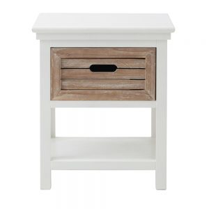 Wooden bedside table with drawer in white W 40cm, MySmallSpace UK