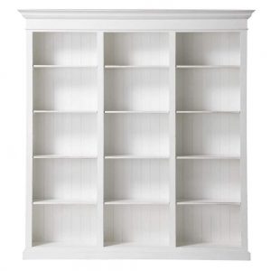 Wooden bookcase in white W 220cm, MySmallSpace UK