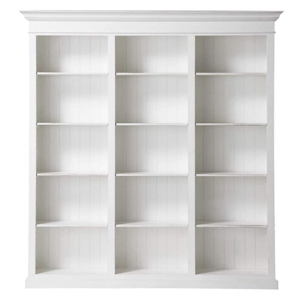 Wooden Bookcase In White W 220cm, Wooden Book Case Uk