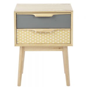 Wooden vintage bedside table with drawers W 42cm, MySmallSpace UK