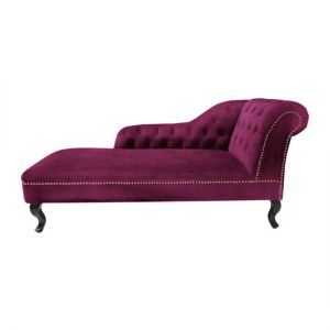 Remo Chesterfield Chaise Lounge In Purple Velvet And Right Armre, MySmallSpace UK
