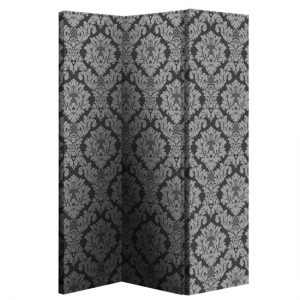 Damask Black And Silver Room Divider With Flock Effect, MySmallSpace UK