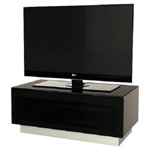 Castle LCD TV Stand Small In Black With Glass Door, MySmallSpace UK