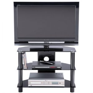 Essential Medium Sized Black TV Stand With 2 Shelf, MySmallSpace UK