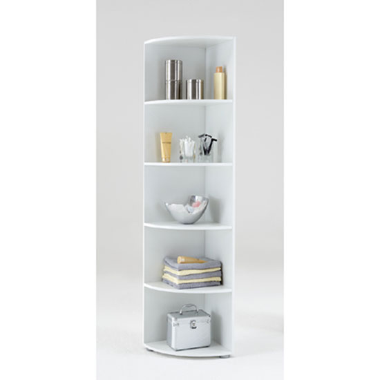 Ecki2 Wooden Corner Shelf in White with Five Compartments ...