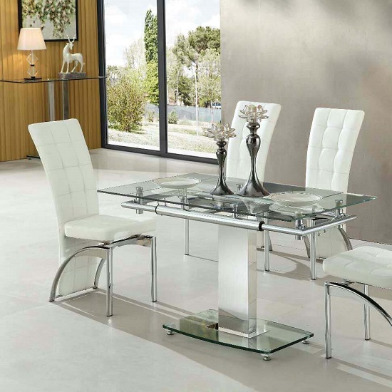 Enke Extending Dining Table In Clear, Extendable Glass Dining Table