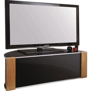 Sinter Corner LCD TV Stand Wide In High Gloss Piano Black, MySmallSpace UK
