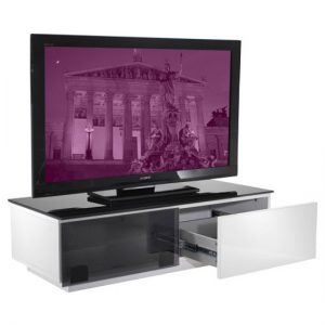 Vienna High Gloss Black And White Low Board TV Stand, MySmallSpace UK