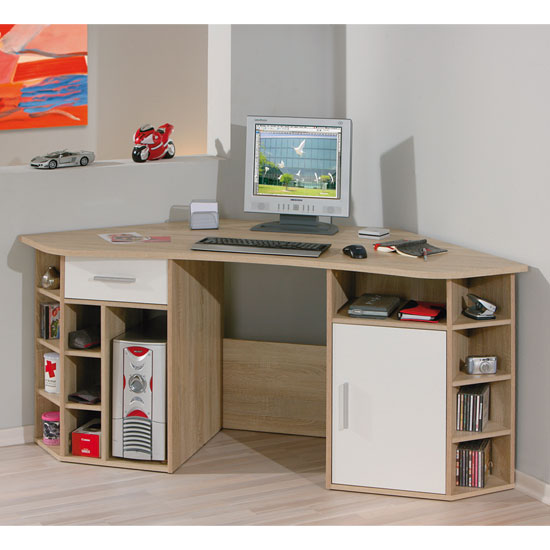 Vasto Wooden Corner Home Office Desk In, Wooden Corner Desks For Home Office