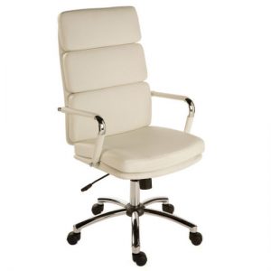 Deco Retro Style Executive Chair In White, MySmallSpace UK