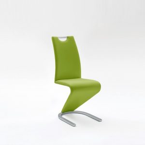 Amado Dining Chair In Lime Faux Leather With Chrome Base, MySmallSpace UK