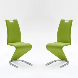Amado Dining Chair In Lime Faux Leather In A Pair, MySmallSpace UK