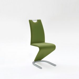 Amado Dining Chair In Olive Faux Leather With Chrome Base, MySmallSpace UK