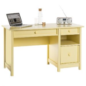 Aspire Home Office Computer Desk In Sherbert Yellow, MySmallSpace UK