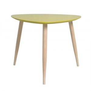 Carter Wooden Side Table Triangular In Yellow, MySmallSpace UK