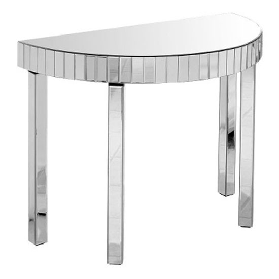Semi Circle Mirrored Hall Console Table, Circle Mirrored Side Table