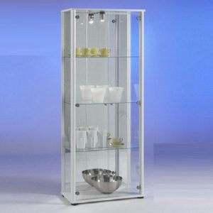 Classico Glass Display Cabinet In White With Light, MySmallSpace UK