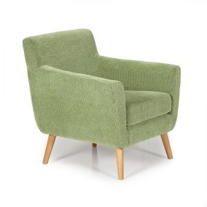 Paloma Fabric Lounge Chair In Green With Wooden Legs, MySmallSpace UK