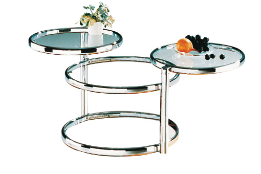 Ottawa Glass Coffee Table In Chrome, Round Swivel Coffee Table