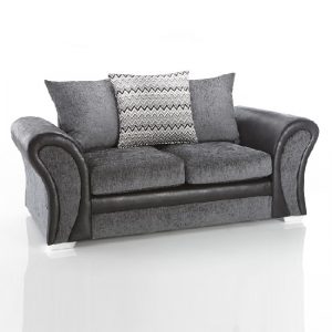 Revive 2 Seater Sofa In Black PU And Grey Fabric, MySmallSpace UK