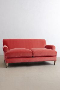 Velvet Willoughby Sofa, Wilcox Legs &#8211; Medium Pink, MySmallSpace UK