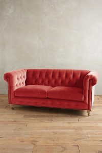 Velvet Lyre Chesterfield Sofa, Wilcox Legs &#8211; Medium Pink, MySmallSpace UK