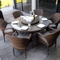SUSSEX GARDEN DINING TABLE AND STACKABLE CHAIRS SET by 4 Seasons Outdoor – 120cm Table and 4 Chairs