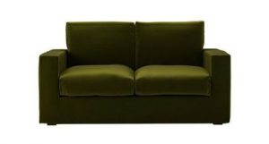 Stella Two Seat Sofa with large single sofa bed in Olive Cotton Matt Velvet