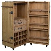 DUTCHBONE LICO SOLID WOOD MOBILE DRINKS CABINET with Glasses Rack