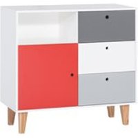 VOX CONCEPT CHEST OF DRAWERS in Grey & Red