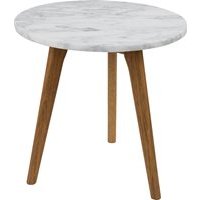 ZUIVER WHITE STONE SCANDI SIDE TABLE in Marble & Oak – Small