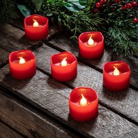 6 Red Wax Battery LED Votive Candles, MySmallSpace UK