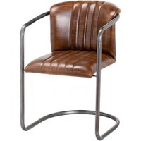 Brown Leather Industrial Dining Chairs