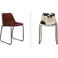Leather Industrial Cowhide Dining Chair