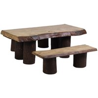 Rustic Garden Table & Bench Set
