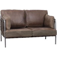 Brown Leather Buckle Up Sofa & Armchair