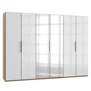 kraz-mirrored-wardrobe-white-n-planked-oak-6-doors