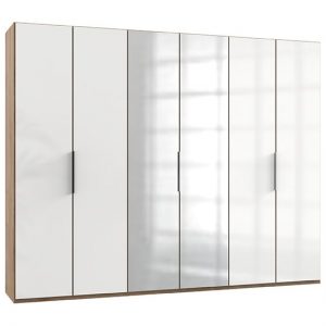kraza-mirrored-wardrobe-white-n-planked-oak-6-doors