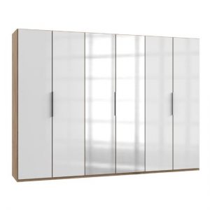 lloyd-mirrored-wardrobe-gloss-white-planked-oak-6-doors