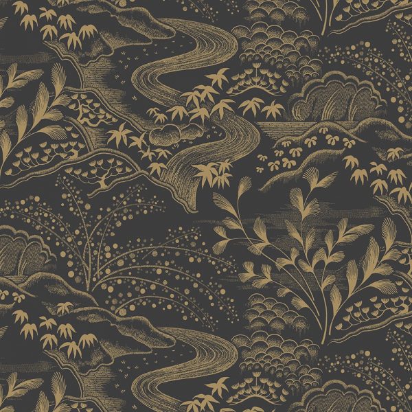 Florence-B-Waterfall-Gardens-Wallpaper-CharcoalGold-Curious-Egg-for-web