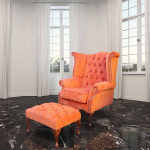 chesterfield-fabric-queen-anne-high-back-wing-chair-matching-footstool-tangerine-orange-product-google-base