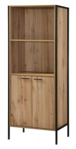messiah-oak-effect-2-doors-bookcase-with-black-metal-frame-product-google-base