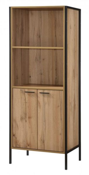 messiah-oak-effect-2-doors-bookcase-with-black-metal-frame-product-google-base