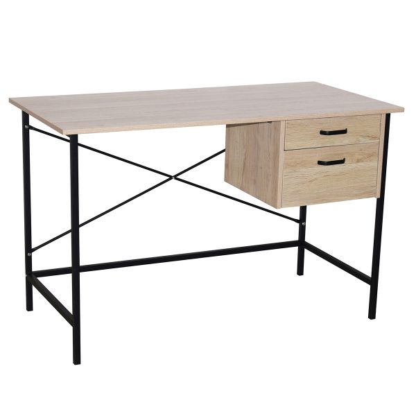 Core Products Loft Home Office 2 Drawer Desk with Oak Effect &#038; Grey Metal Legs, MySmallSpace UK